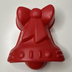 Vintage Christmas Gelatin Mold Red Bell Bow shape FLAWED heavy wear.